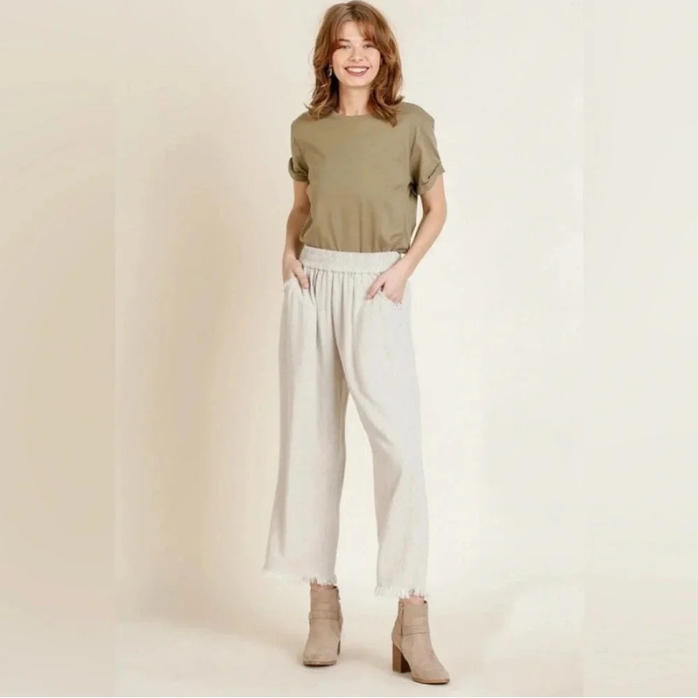Umgee boutique brand wide leg linen blend pants with pockets size 1xL